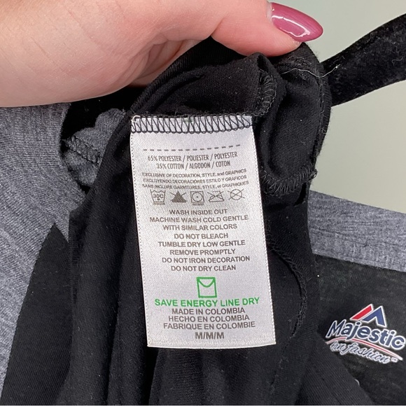 Majestic Black and Gray Philadelphia Flyers Tee 3/4 Length Sleeves - Picture 5 of 5